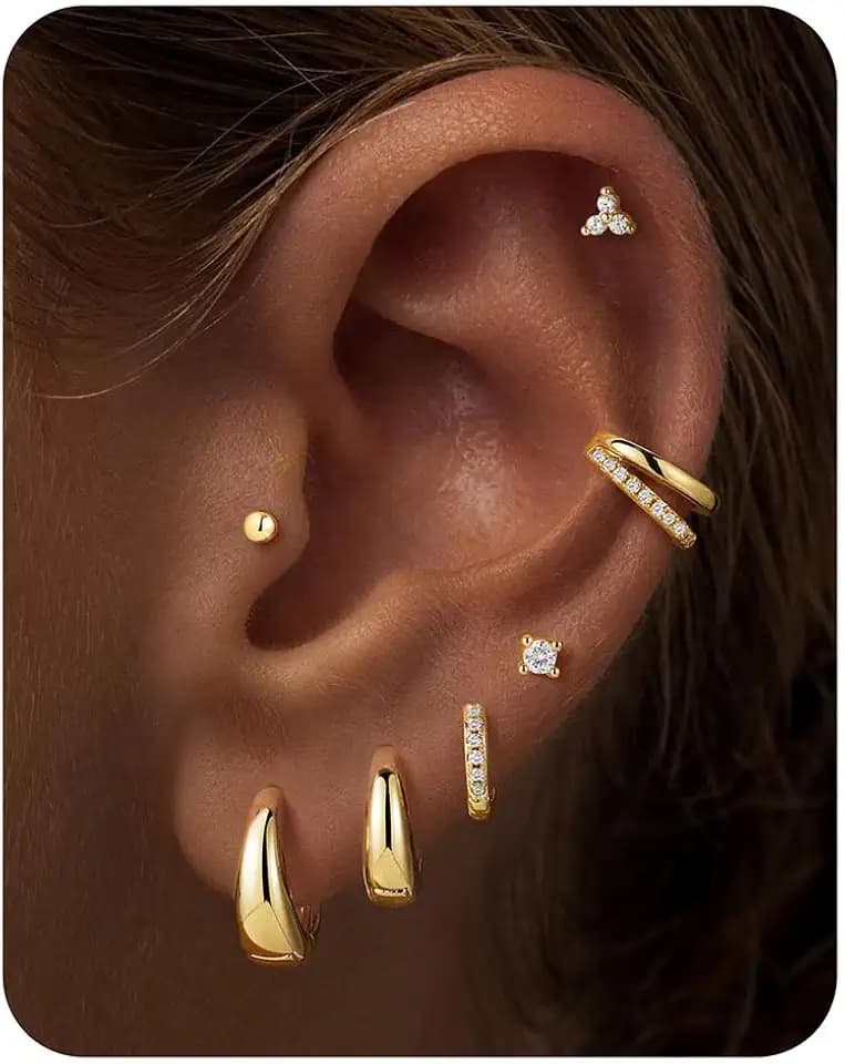Turandoss 7 Pairs Gold Earrings for Women Hypoallergenic