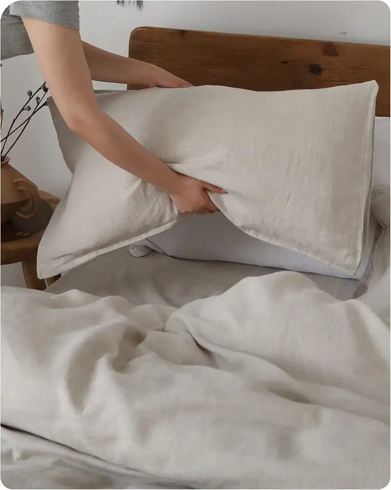 XZ XIFA 100% Washed French Flax Linen Envelope Pillowcases, Pack of 2, Breathable & Durable Farmhouse Bedding (Linen, King 20"x40")