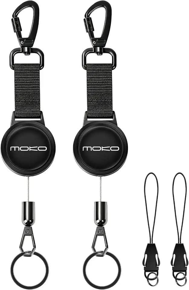 MoKo Heavy Duty Retractable Badge Reel or Keychain with Lockable Carabiner