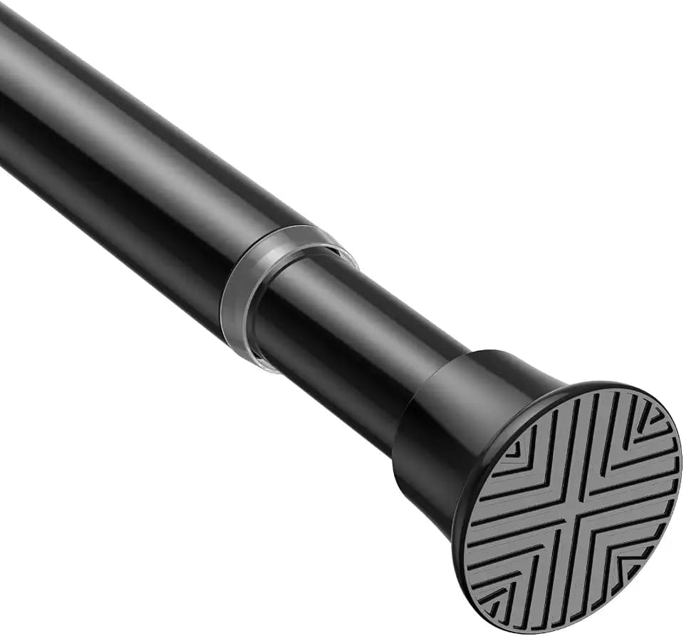 AIZESI Tension Rod 31-63 inch, Tool-Free No Drill Spring Curtain Rod, Black