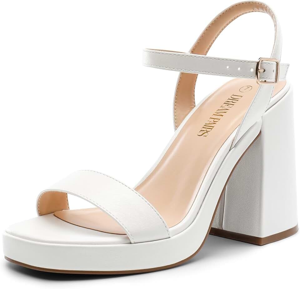 DREAM PAIRS Heels for Women Block Chunky Platform Sandal