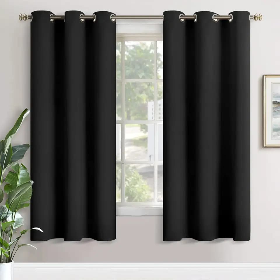 YoungsTex Black Out Curtains for Bedroom 72 Inch Length - Thermal Insulated Drapes with Grommet Room Darkening Privacy for Living Room, 2 Panels, 42 x 72 Inch, Black