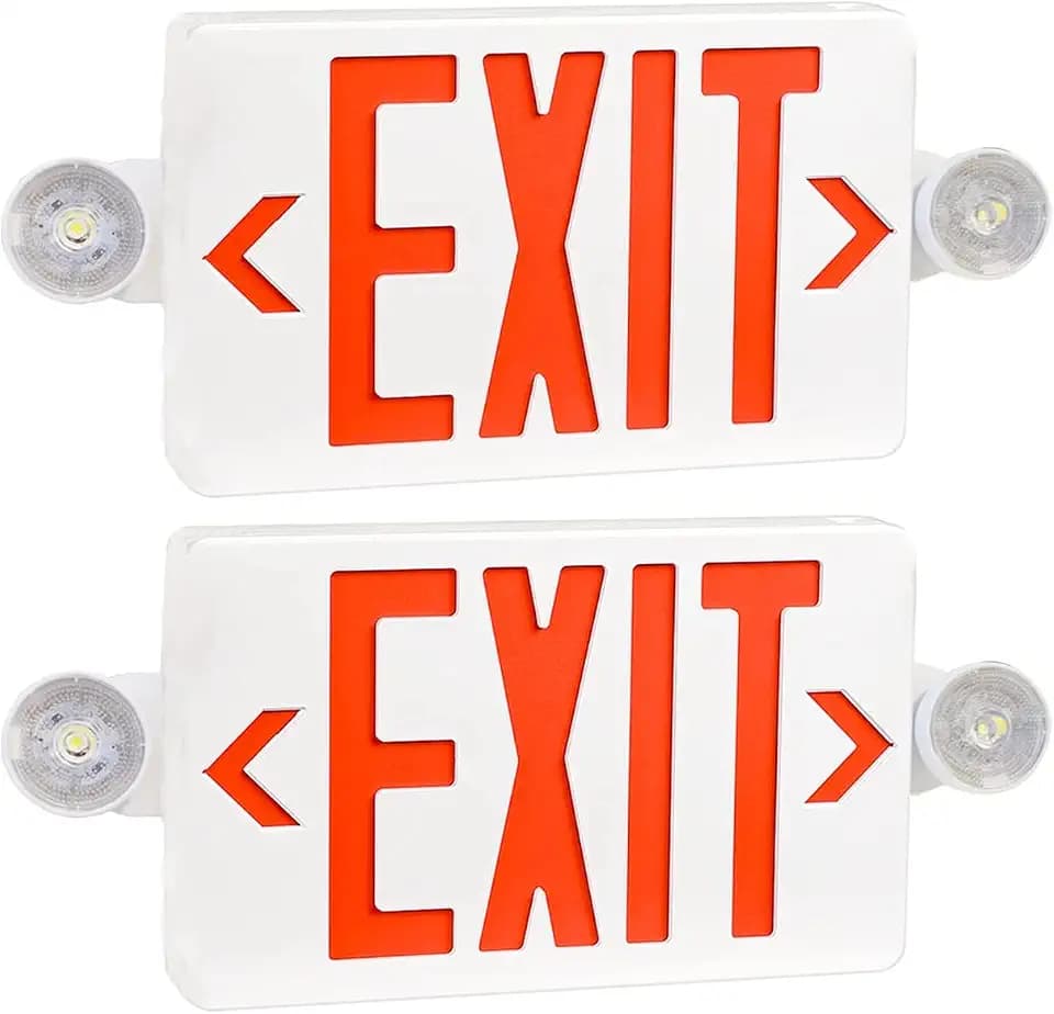 LED Exit Sign with Emergency Lights Dual Exit Lamp, 90 Min Battery Backup