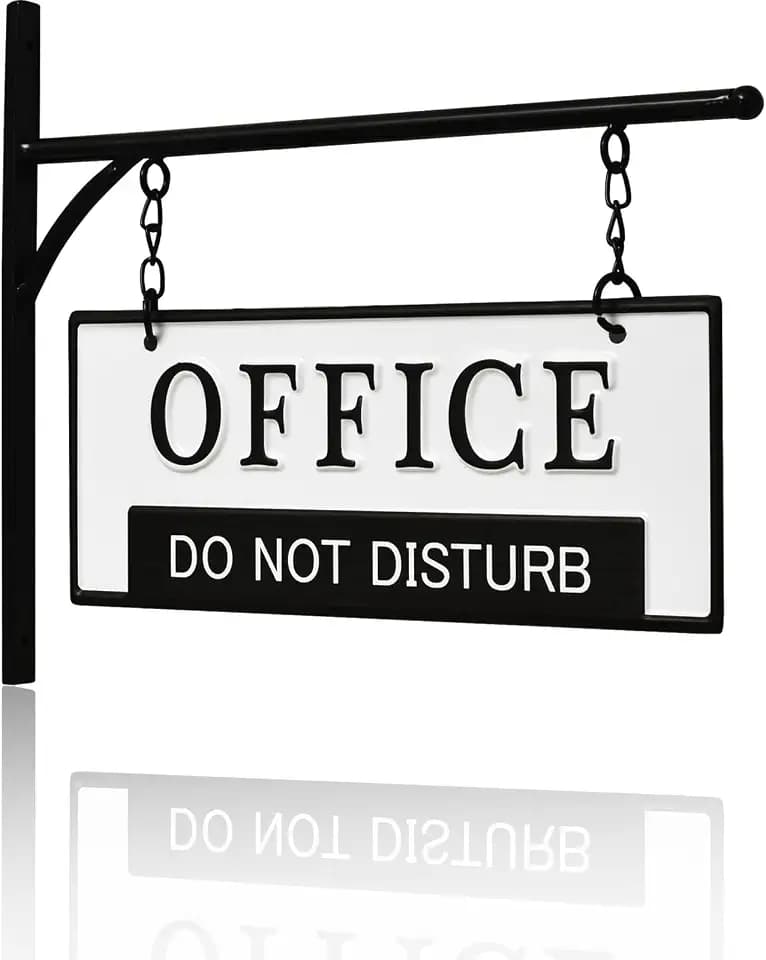 EMAX HOME Wall-Mounted Metal Office Sign – Farmhouse Enamelware 2-Sided Reception/Office Sign, Classic Black and White Design for Professional Spaces