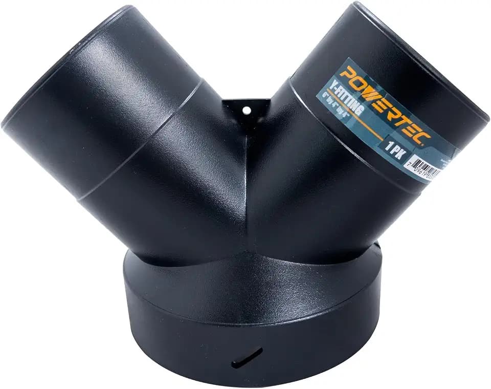 POWERTEC 70189 Dust Collector Y-Fitting | 6-Inch to 4-Inch Hose Reducer for Woodworking Dust Collection System,Black
