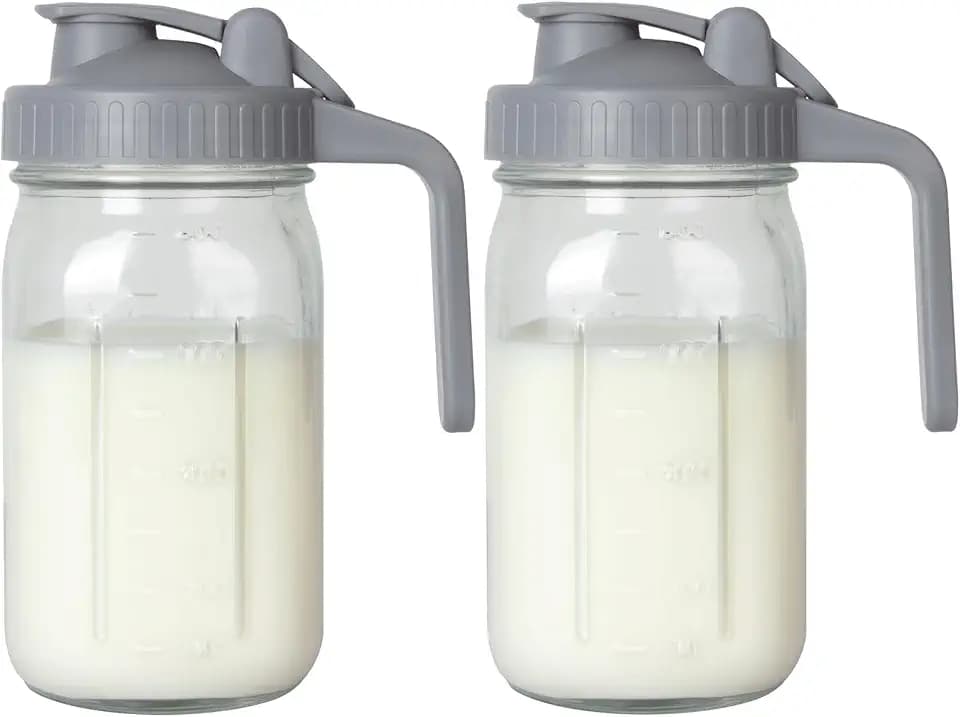 32 oz Breast Milk Pitcher, Glass Mason Jar Pitcher with Lid