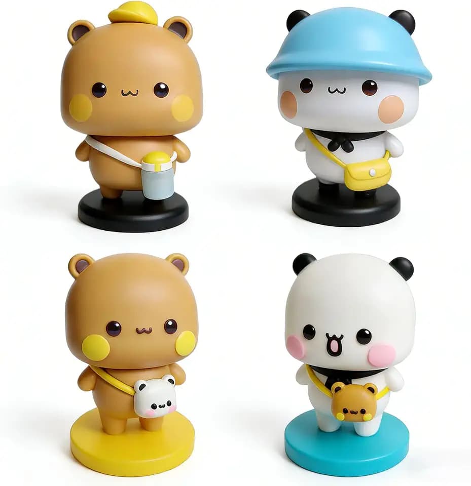YOKUSHI 4 PCS Bubu and Dudu Bears Car Dashboard Decorations, Cute Cartoon Statue Bears Panda Figurine Office Desk Decor for Decor Accessories Tabletop Ornaments Gifts (G)