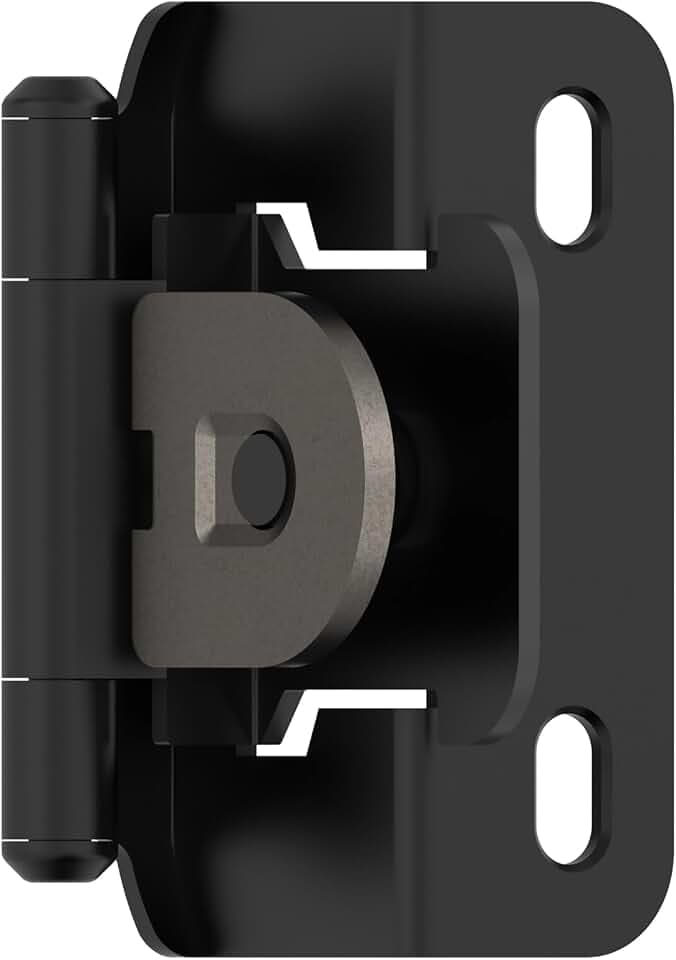 Amerock 1 Pair Demountable 1/2" Overlay Matte Black Cabinet Hinge