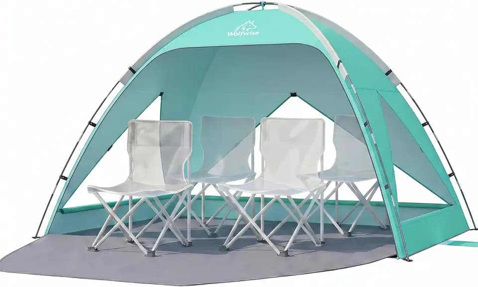 Wolfwise Beach Tent Sun Shelter Portable, Large 3-4 Person Sunshade Cabana