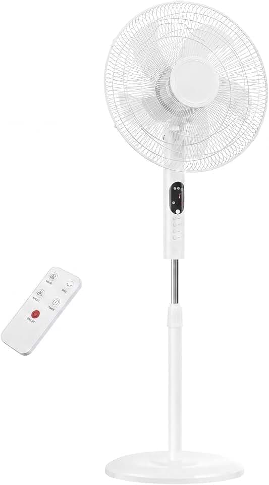 Pedestal Fan with Remote, Oscillation Standing Fan with 3 Speeds & 3 Modes, Electric Cooling Fans with Timer, Adjustable Height & Tilt Head, Quiet Floor Fan for Bedroom, Living Room, Office