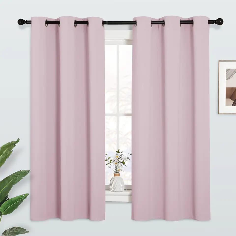 KGORGE Room Darkening Curtains for Bedroom Light Blocking 2 Panels, Cute Pink Window Treatment Grommet Curtain Panels, Energy Efficient for Living Room, W42'' x L54'' Per Panel, Minor Flaw