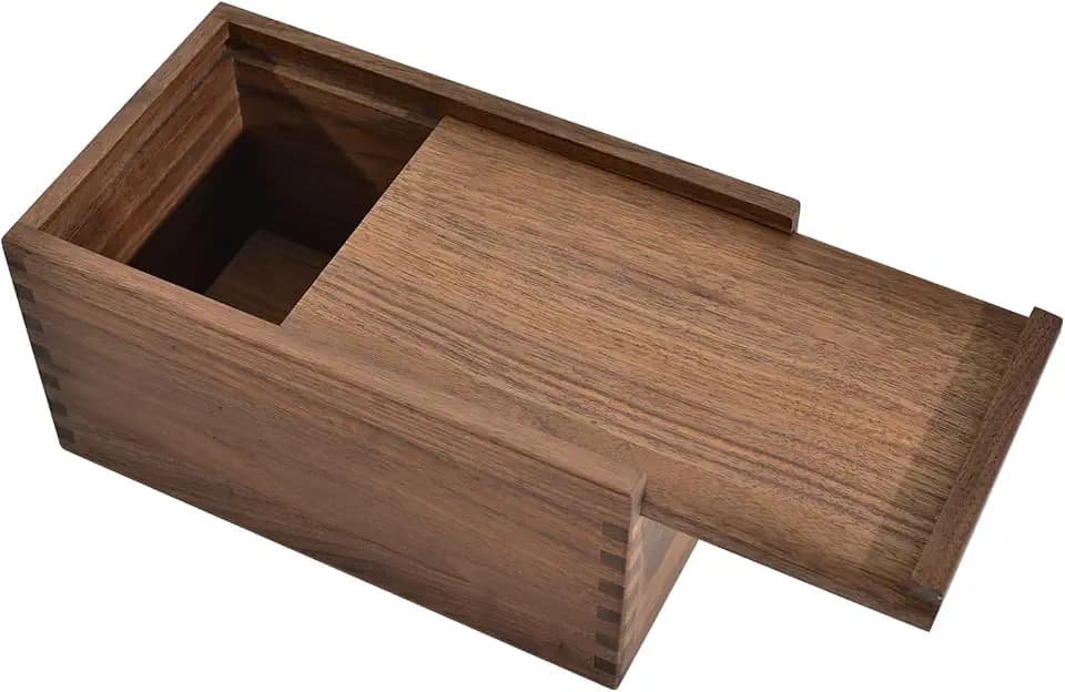 Decorative Solid Walnut Wood Storage Box with Magnetic Slide Lid