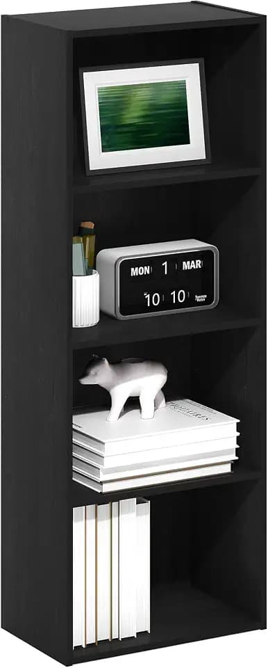 Furinno LUDER 4-Tier Book Shelf, Open Shelves Bookshelf, Blackwood