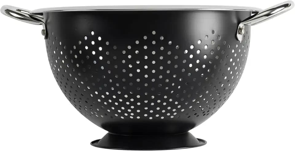 GoodCook Colander Premium Stainless Steel Construction with Handles and Elevated Pedestal Foot, 5-Quart, Black