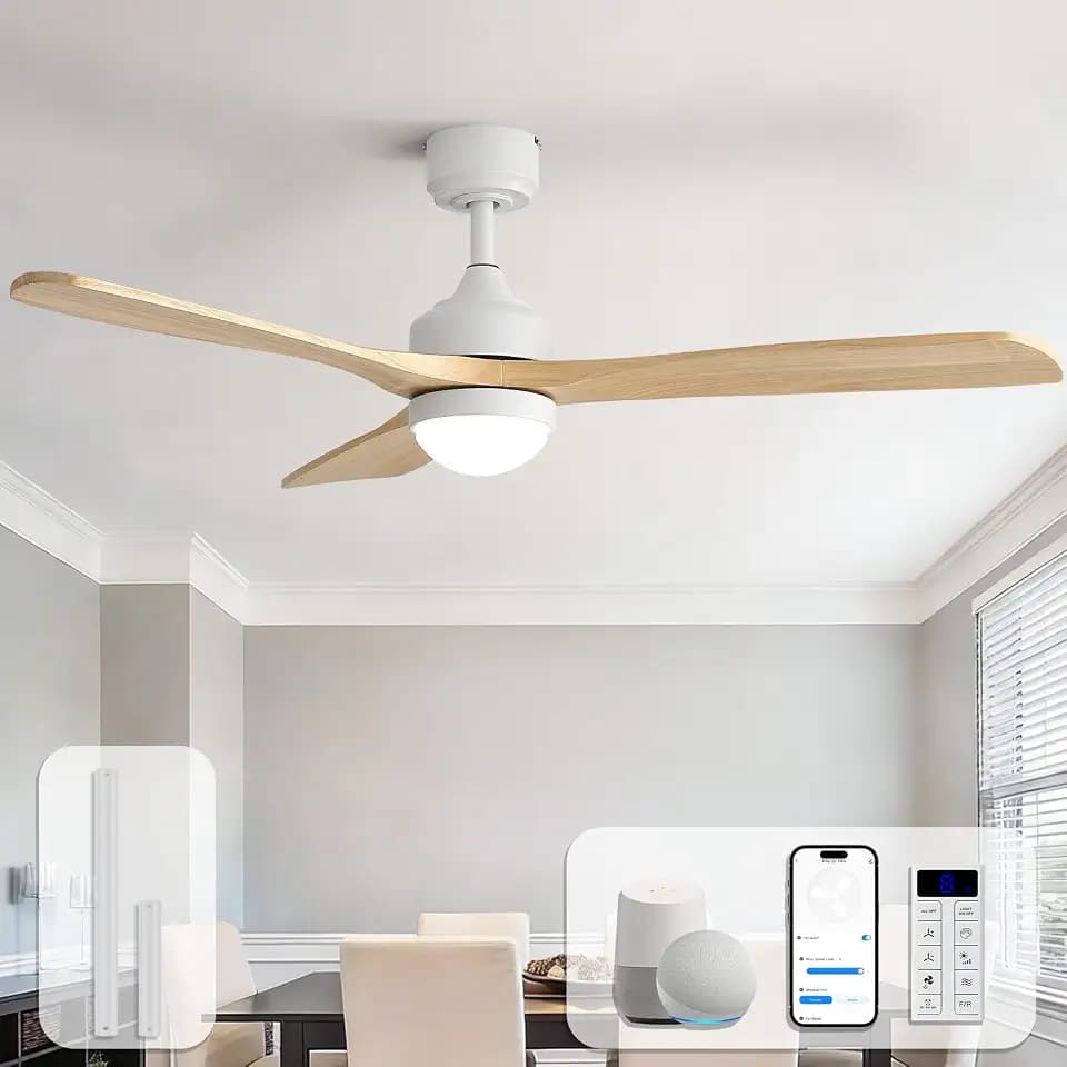 Sofucor 52" Smart Ceiling Fan with Lights and Remote Solid Wood