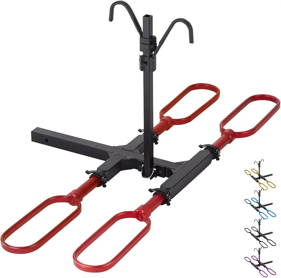 Platform Bike Rack for Car Hitch - Fits 2 Ebike/Fat Tire, 200 lbs Capacity Hitch-Mounted Heavy-Duty Aluminum Rack, Fits 2" Receiver for SUV/Truck/Rv (Red)