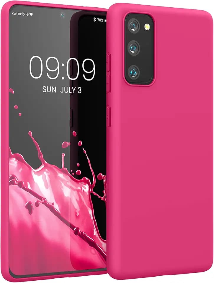 kwmobile Hülle für Samsung Galaxy S20 FE TPU Case - Handyhülle unterstützt kabelloses Laden, Flexible Schutzhülle, gummiertes Cover in Neon Pink