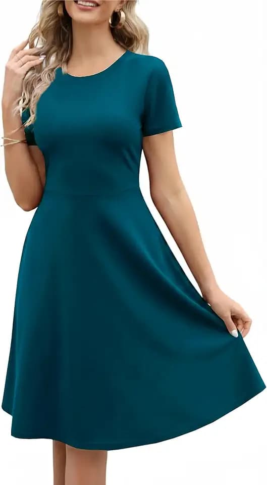 Women's Elegant Vintage Summer Casual Dresses 2026 Floral Print Work Party A-Line Dress with Pockets 262