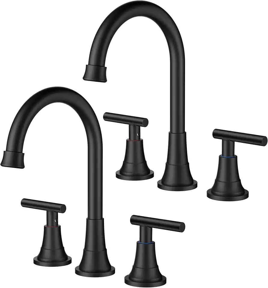 FORIOUS Matte Black Bathroom Faucet 3 Hole Vanity 2 Pack Commercial Faucet