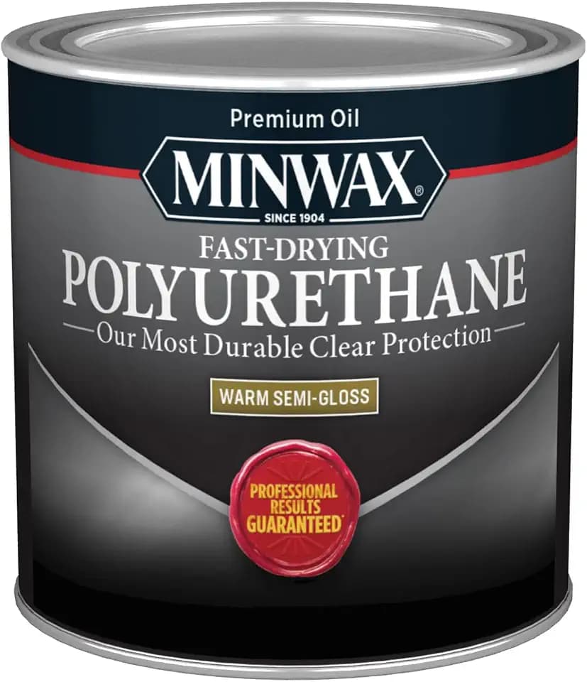 Minwax Fast Drying Polyurethane Protective Wood Finish, Clear Semi-Gloss, ½ Pint