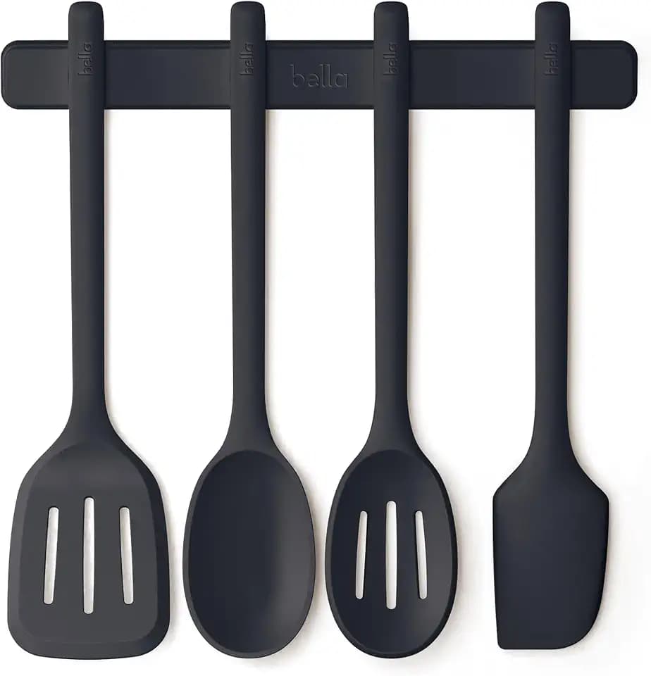 bella 5 Piece Tool Set with Magnetic Rack, Non-toxic, Food-grade, Slate