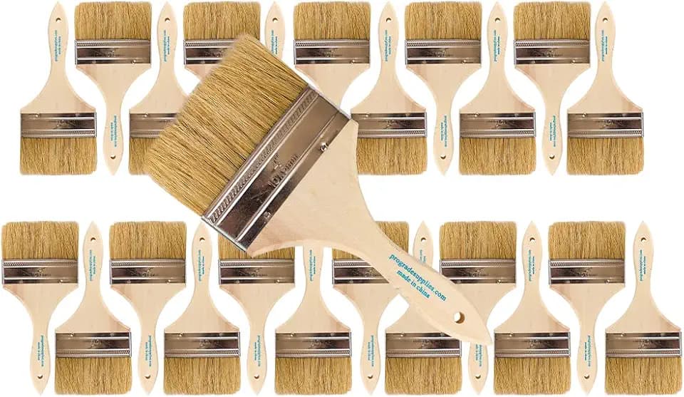 Vermeer Chip Paint Brushes - 24-Pack - 4" Chip Brushes for Paints, Stains, Varnishes, Glues, & Gesso - Home Improvement - Interior & Exterior Use