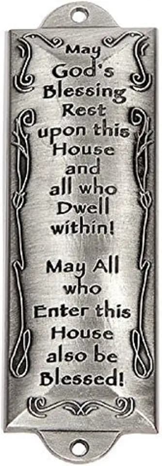 Bless This House Pewter Mezuzah Plaque