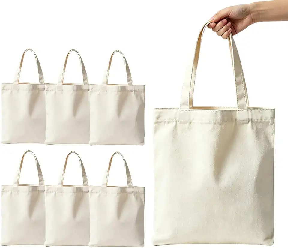 ORJ 6 PCS 15 x 16 Inch Blank Canvas Tote Bags for sublimation, DIY customization blank polyester tote bags