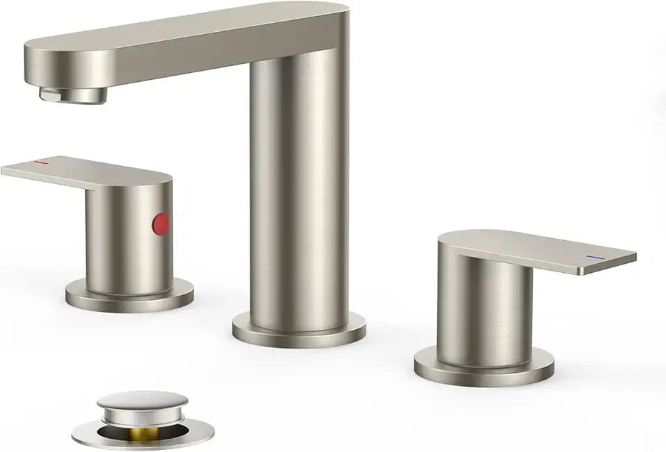 FORIOUS Bathroom Faucet 3 Hole 8 Inch Widespread for Vanity Brushed Nickel