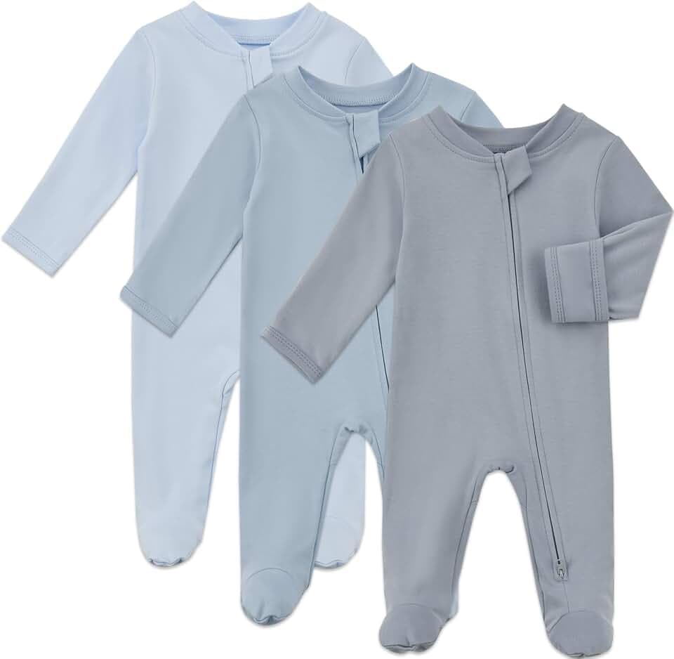 Aablexema Organic Cotton Baby Footie Pajamas with Mitten Cuffs