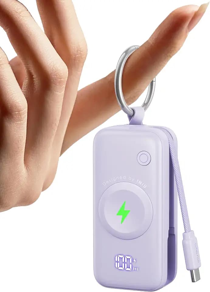 INIU 20W SnapGo Power Bank, 5000mAh Mini Externe Handyakkus for Apple Watch | Mini Powerbank für Apple Watch mit USB-C Kabel, Uhrenständer Reise Gadgets Flugzeug für Apple Watch Ultra 11, iPhone 18 etc