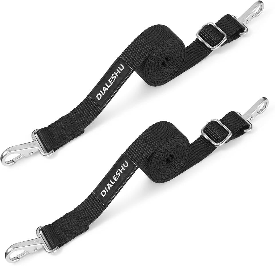 2PCS Adjustable Bimini Top Straps, Pontoon Canopy Replacement Sturdy Nylon Straps with Heavy Duty Double Snap Hook, Bimini Top Hardware
