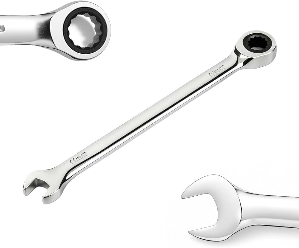 90-Tooth Ratchet Wrench 11mm Metric Ratcheting Combination Wrench