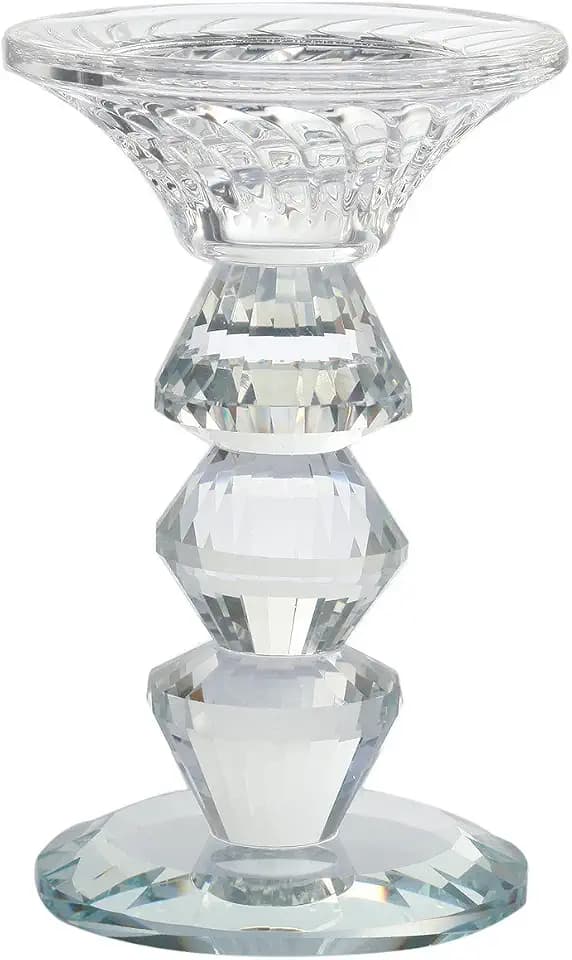 Rockcloud Clear Glass Tea Light Candle Holders Candlestick Votive for Wedding, Birthday, Party & Home Decoration