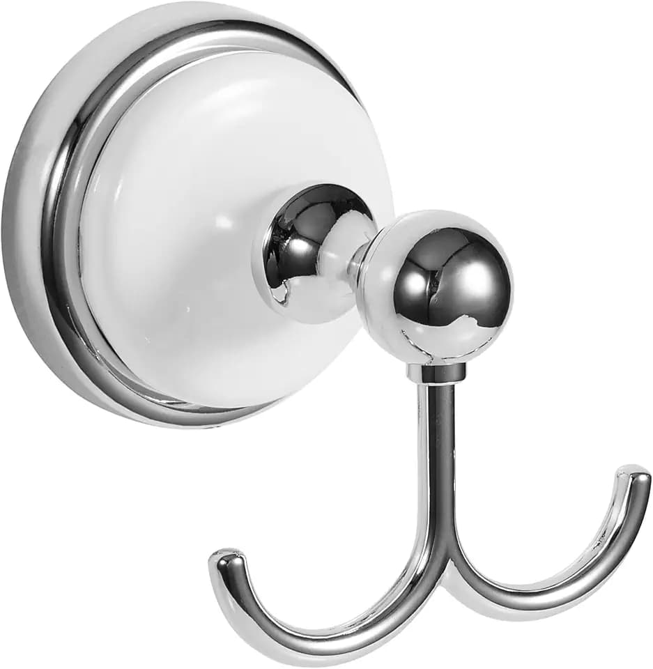 Design House Savannah Bathroom Robe Hook, Polished Chrome, White