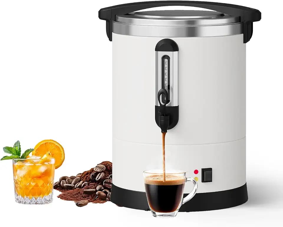 Garvee 12 L/80 Cups Coffee Urn-3.2 gal Double Wall Commerical Coffee Maker for Buffet Catering Wedding Gathering,Large Capacity Hot Coffee Dispenser,Stainless Steel Hot Water Urn-White