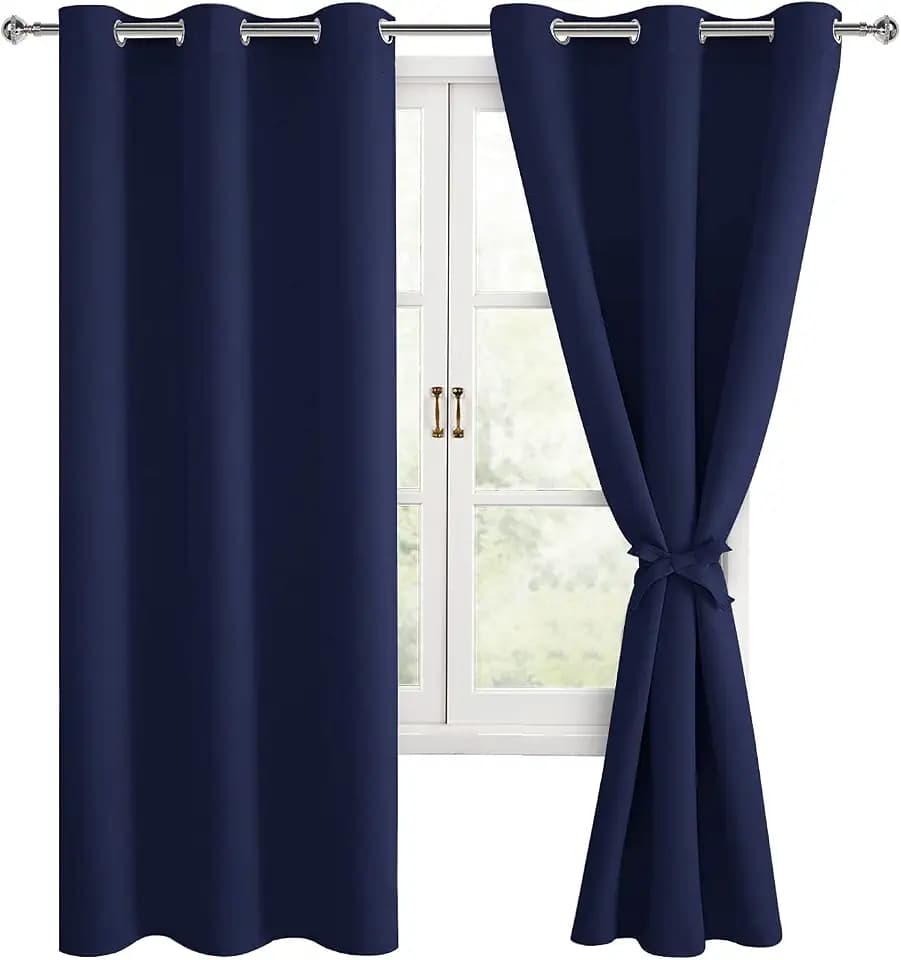 Hiasan Blackout Curtains for Bedroom, Navy Blue, 42 x 63 Inch, 2 Panels