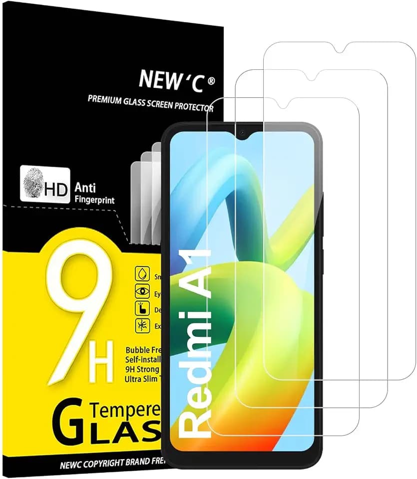 NEW'C Schutzfolie für Xiaomi Redmi A1/A1+/A2/A2+ für Panzerglas | 3 Stück, Transparent, For Xiaomi Redmi A1, Xiaomi Redmi A1+, Xiaomi Redmi A2, Xiaomi Redmi A2+, 9H Härte, Kratzfest
