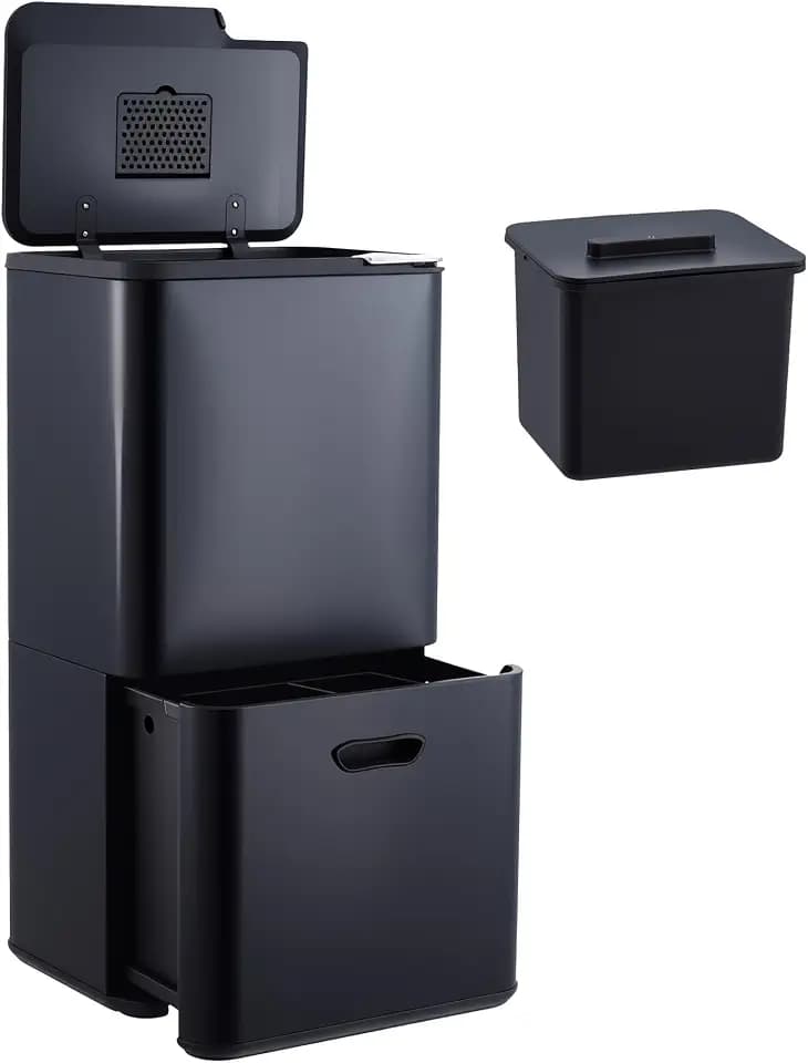 Garvee Dual Trash Can for Kitchen, 2 Compartment (33L + 28L) Garbage Can