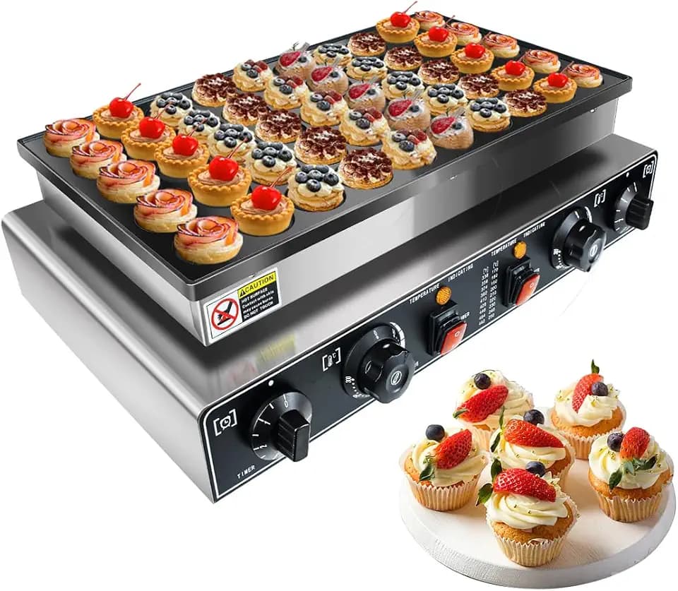 YOOKTEN Mini Dutch Pancake Baker Make,50PCS Commercial Electric Maker Pizzelle Maker, Non-stick Waffle Pancake Maker, Mini Pancakes Machine with Timer,Muffin Waffle Maker for Restaurant and Home,1700W