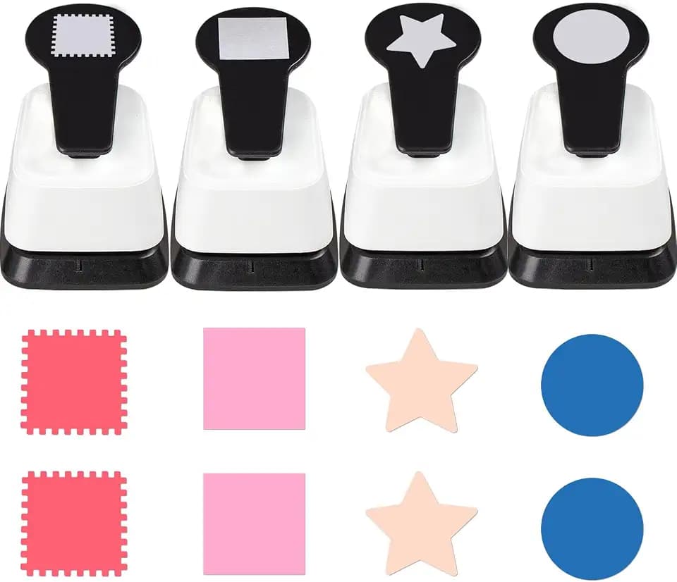 Paper Punch Set, 1 inch Hole Puncher for Paper Craft, 4 Pcs Scrapbook Punch