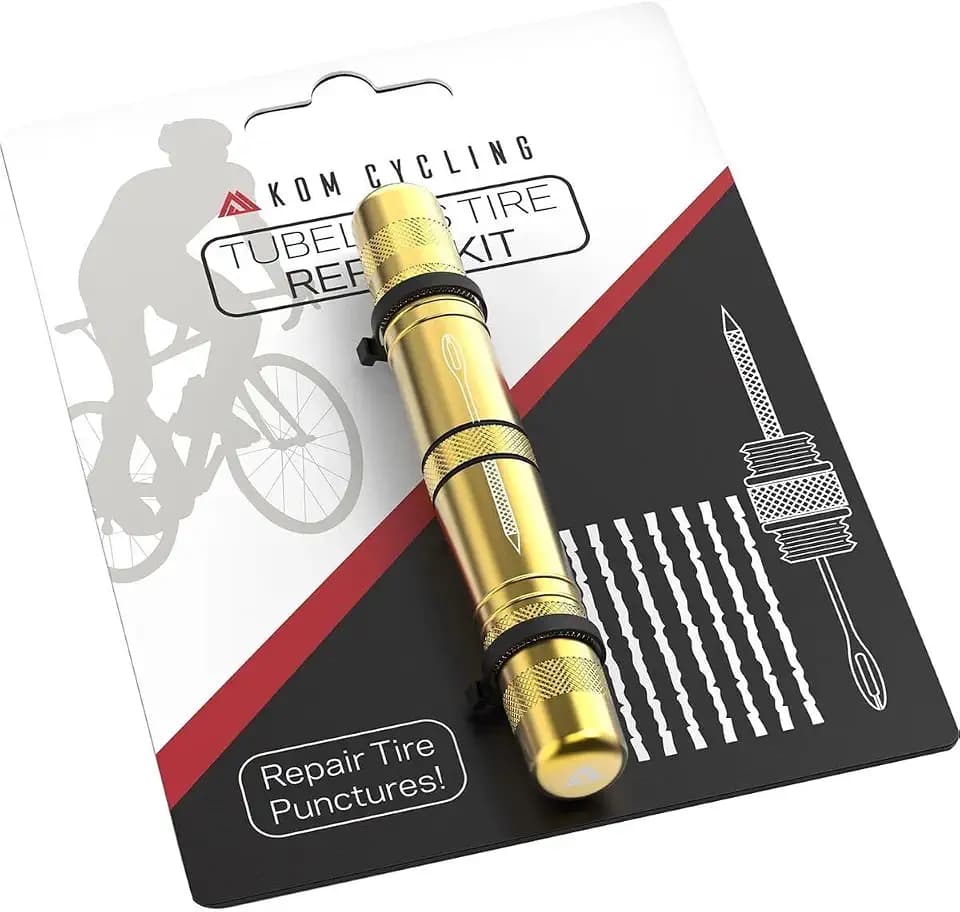 KOM Cycling Tubeless Tire Repair Kit for Bikes 8 Colors! Fixes Mountain Bike and Road Bicycle Tire Punctures