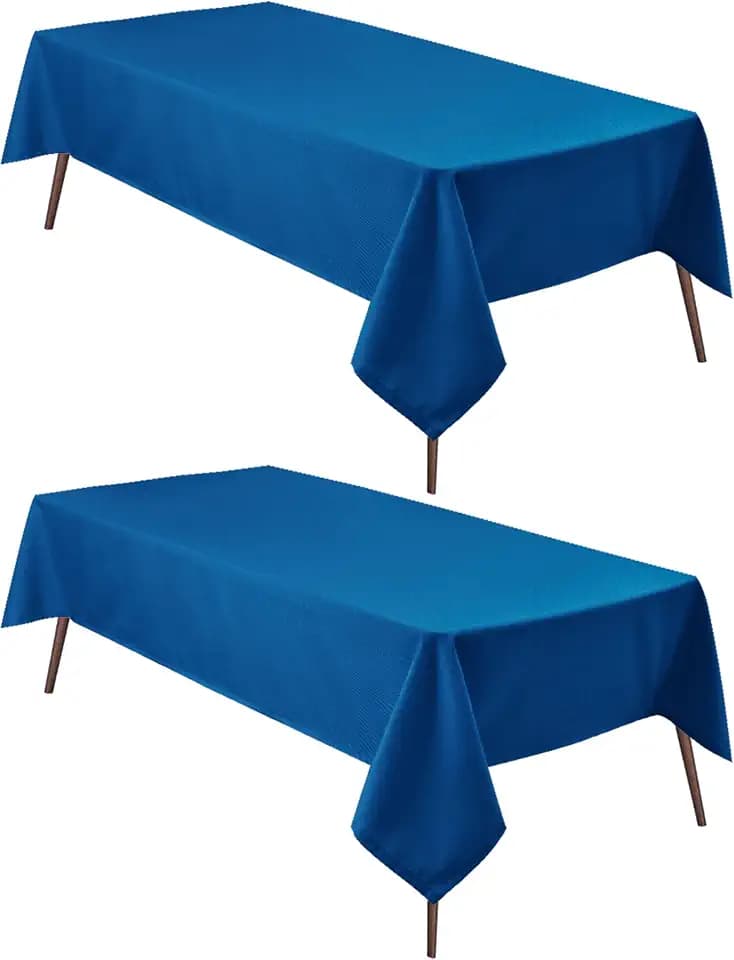 Hiasan 2 Pieces Royal Blue Tablecloth Rectangle, 60 x 84 Inch