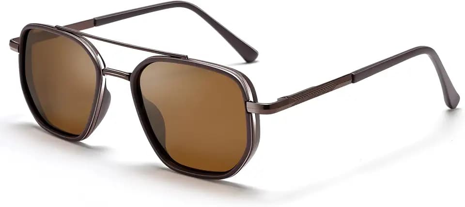 Pro Acme Polarized Square Aviator Sunglasses Retro Metal for Men & Women