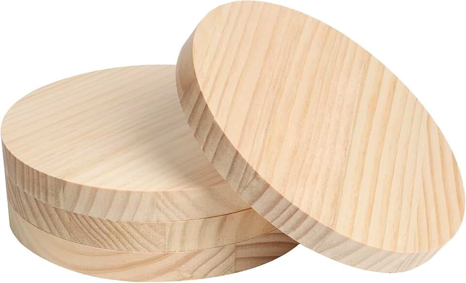 4PACK 4 inch Round Wooden Plaque, 3/4 Inch Thick Unfinished Wooden Circle Plaque, Natural Pine Wood Base for Craft Projects, Sign, Painting, Woodcarving, Engraving