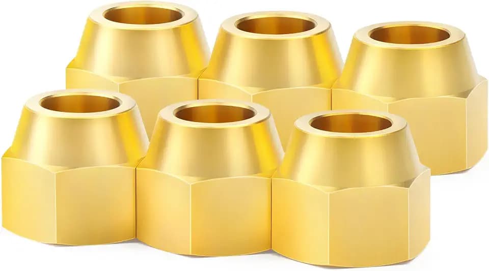 ChillWaves Brass Flare Tube Fittings, SAE 45 Degree 5/8" Flare Nut Air Conditioning Copper Tube Extension Butt Copper Pipe(6-PACK)