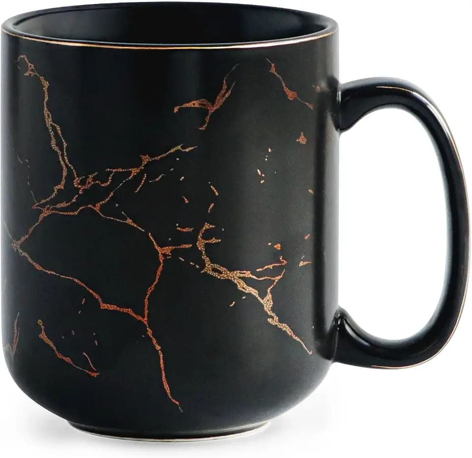 harebe 22 OZ Ceramic Extra Large Black Gold Marble Coffee Mug, Oversized Hot Tall Latte Mugs, Big Giant Cup for Men