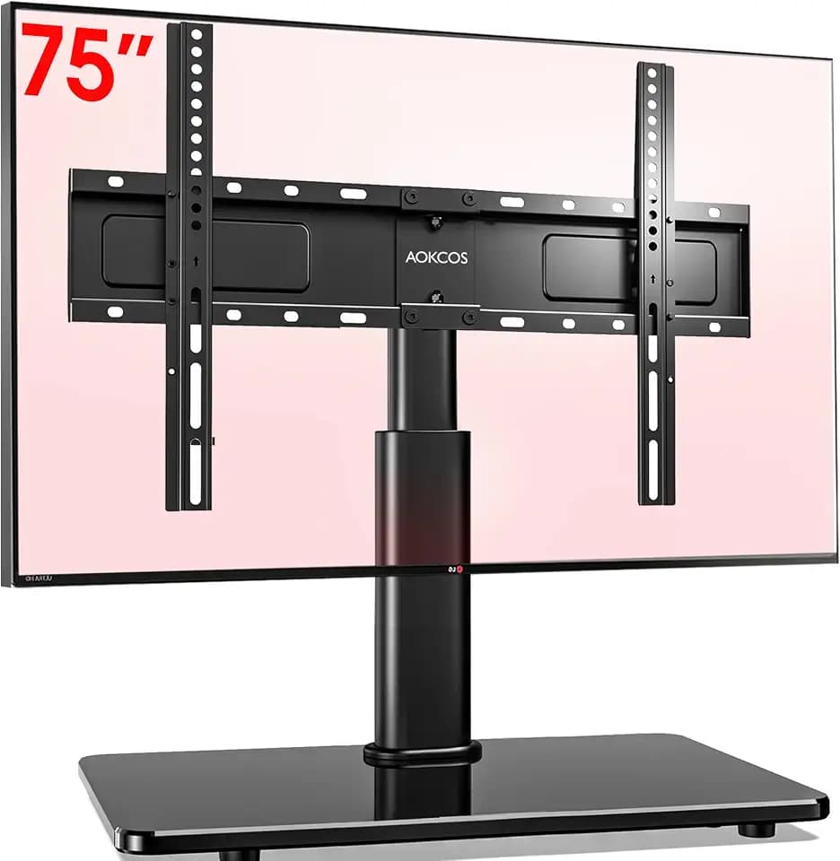 AOKCOS TV Standfuss TV Ständer Höhe 900mm für 32-55 65 75 Zoll Fernseher, Neigbar Schwenkbar Höhenverstellbar Fernsehständer, Universal TV Standfüße Standfuss Max VESA 600x400mm 45KG (Schwarz)