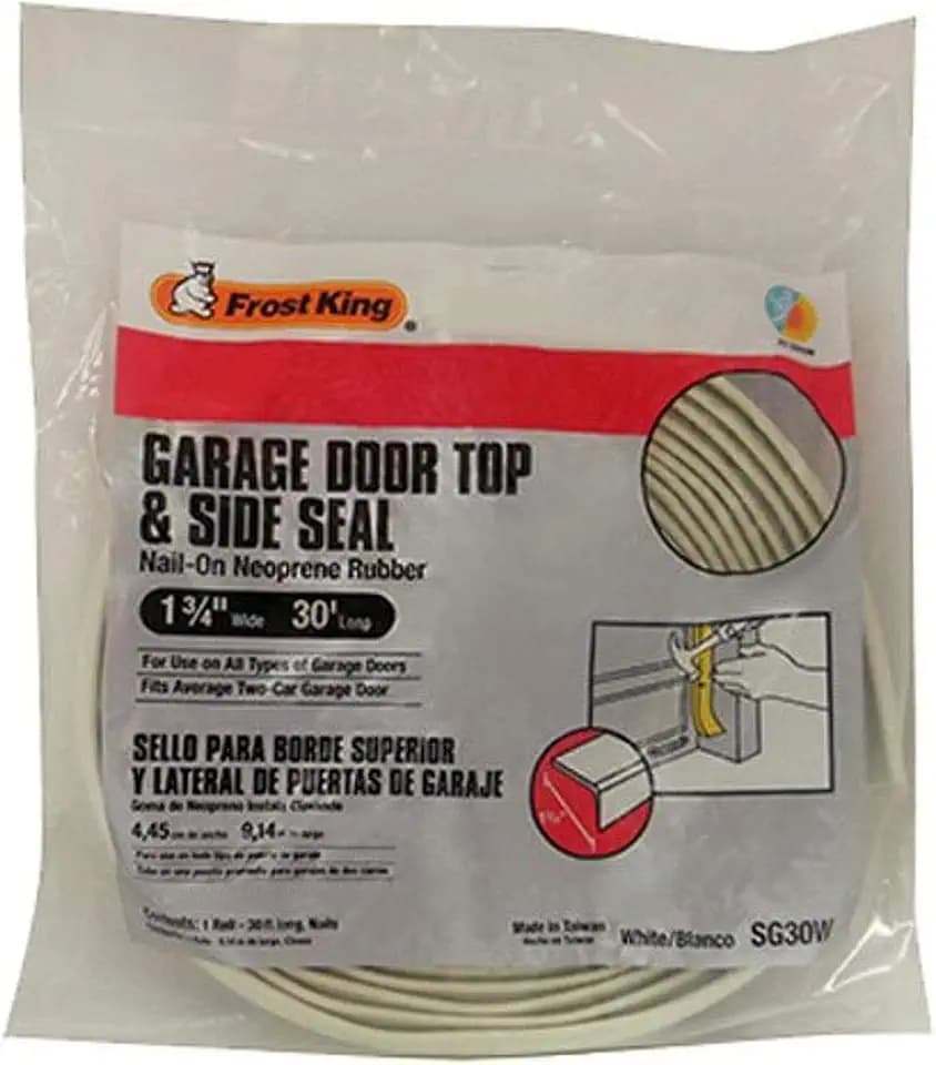 Frost King SG30W Frost King Plastic Garage Door Side and Top Weather-strip Kit 13/4-Inch-b-30-Foot, White