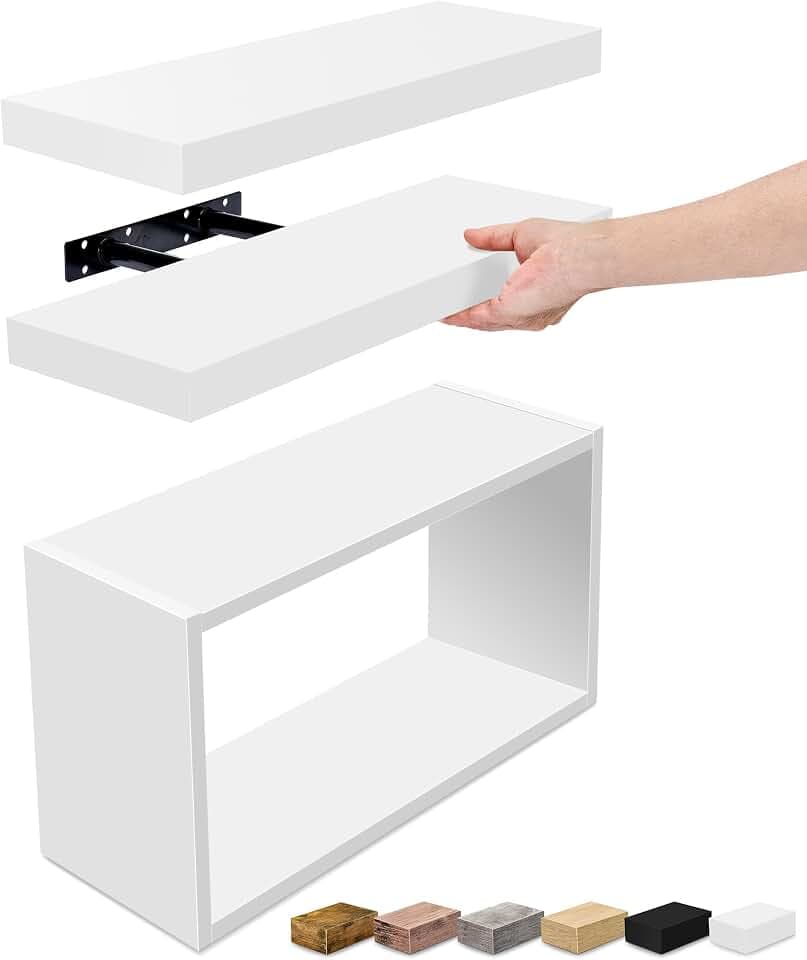 Sorbus Bathroom Shelves, Set of 3, Wall Mounted (White)